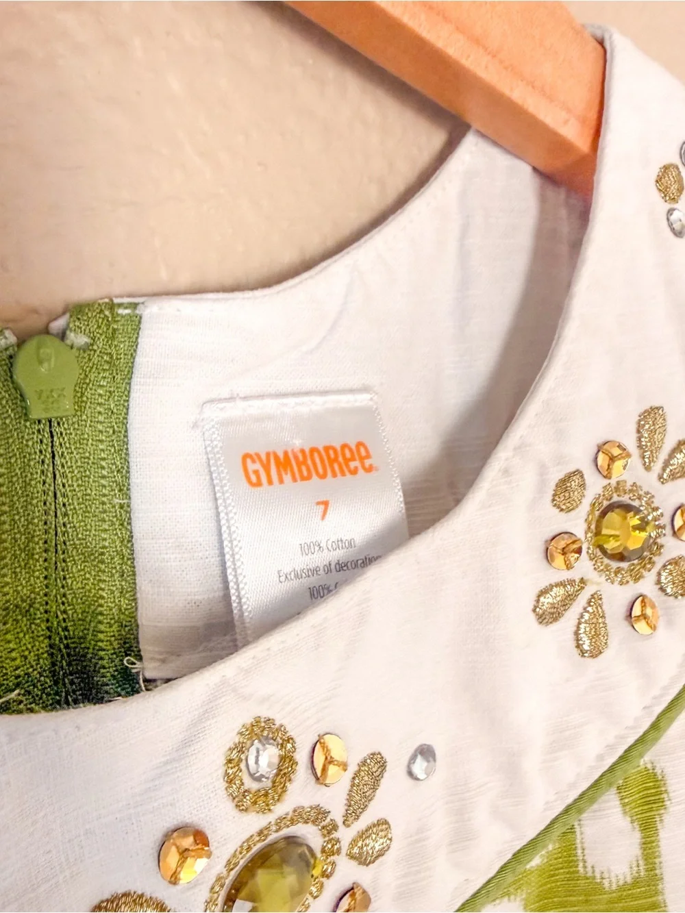 Gymboree Green and White Printed Sleeveless Dress